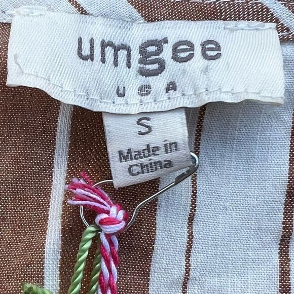 Umgee Tan and White Stripe Linen Blend Dress. Size Small. NWT - Picture 3 of 7